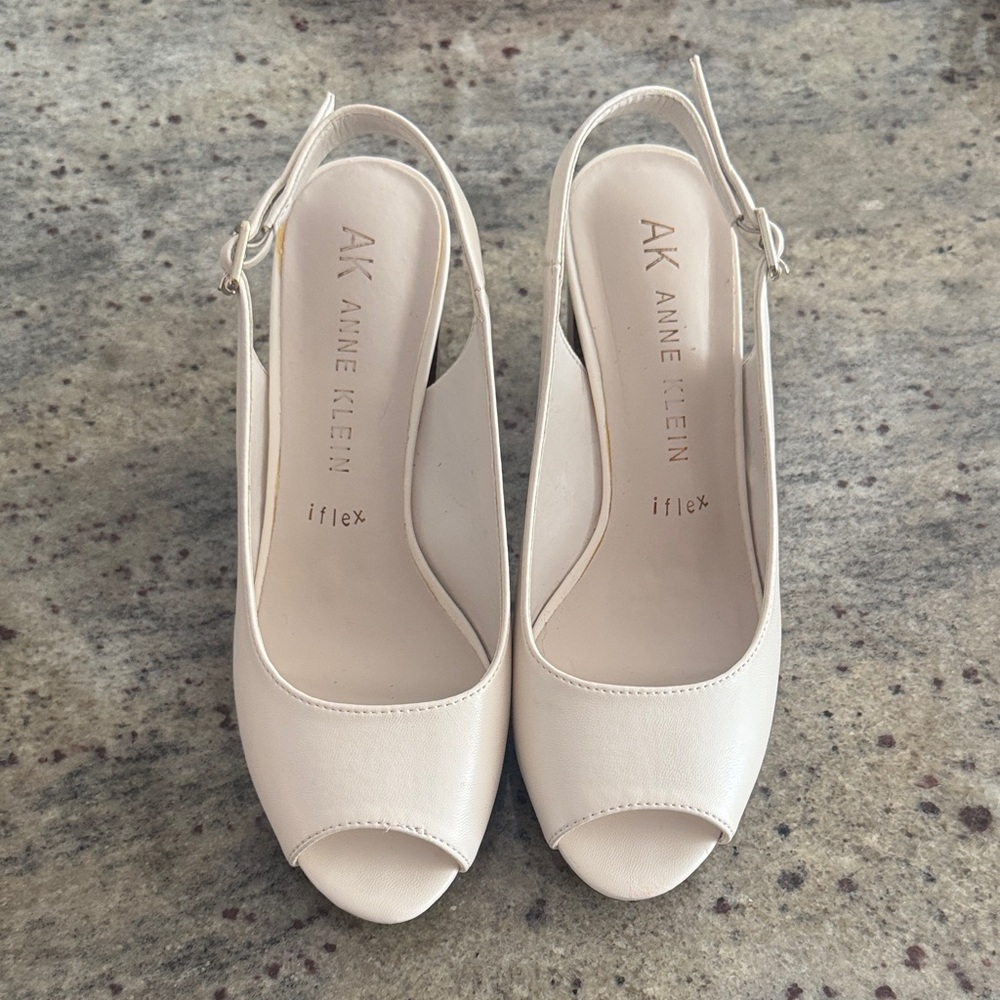 Anne Klein Women's Elegant Cream Peep-Toe Heels